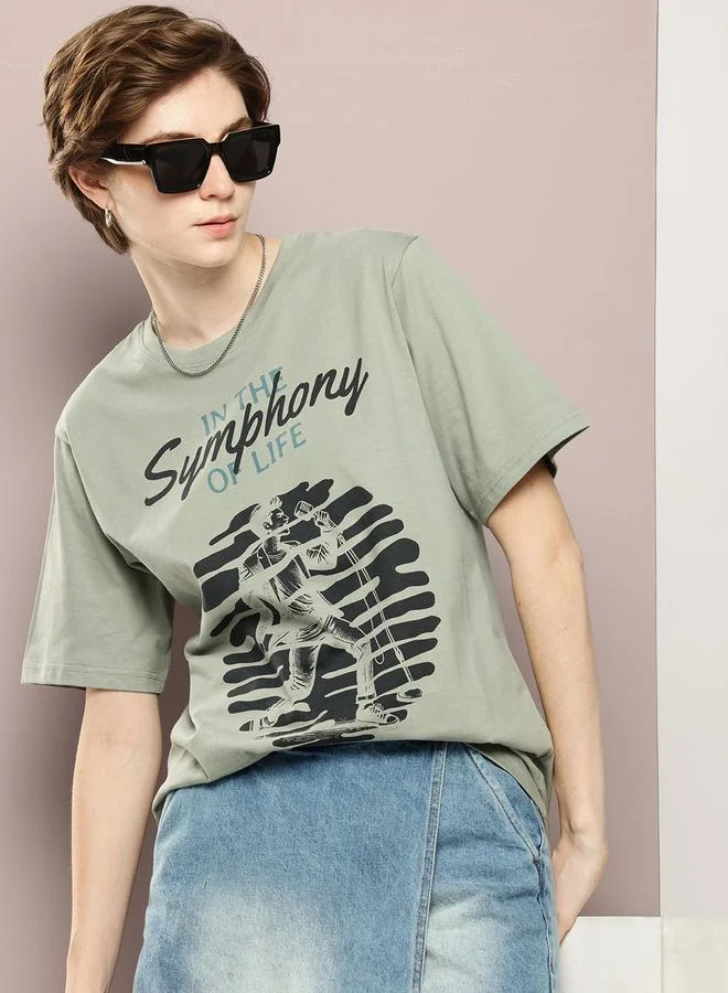 ديلينجر تيشيرت نسائي مطبوع فضفاض